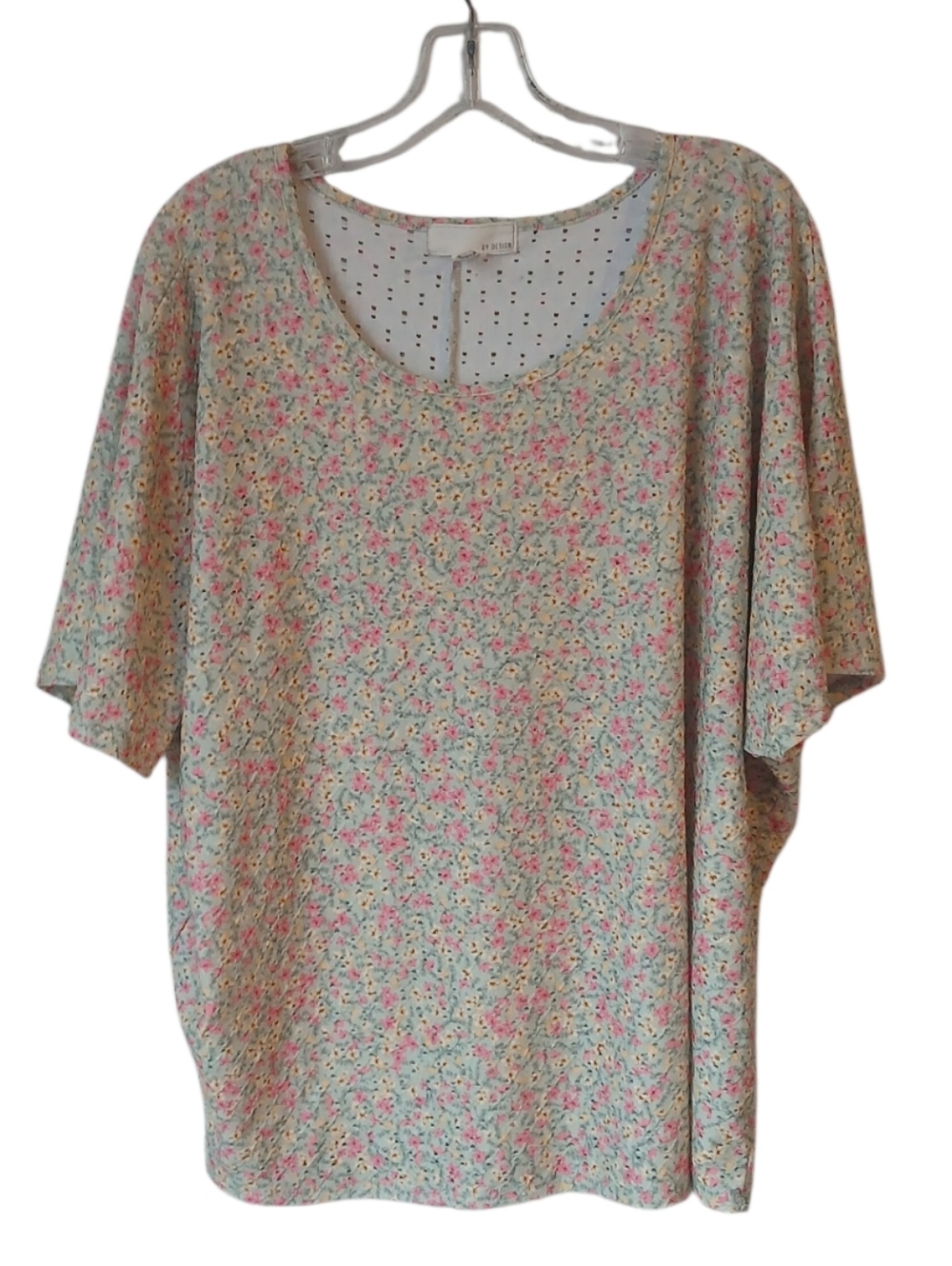 By Design Floral Scoop Neck Short Sleeve Top Size Large